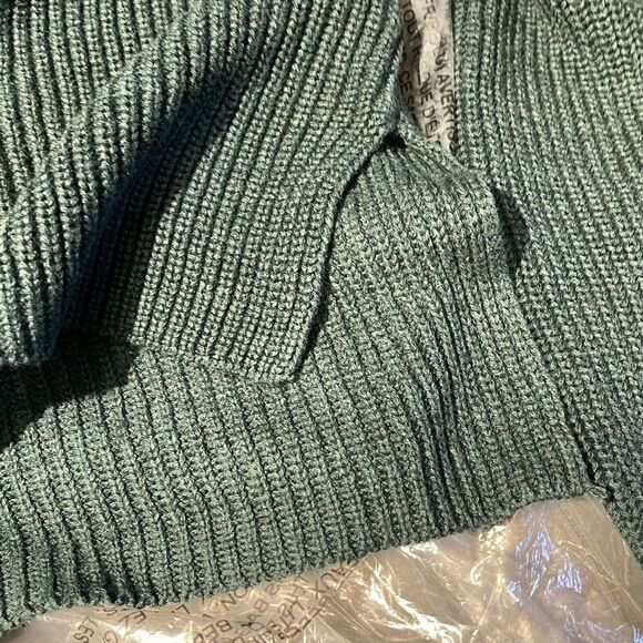 Goodthreads Women’s Size M Knit Sweater Green Cotton Shaker Stitch Round Neck - Picture 2 of 9
